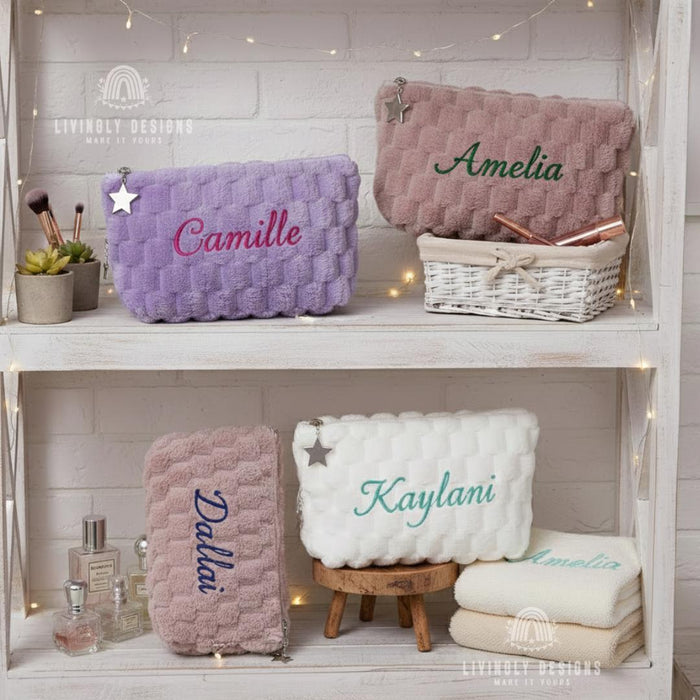 Personalized Quilted Cosmetic Organizer with Name