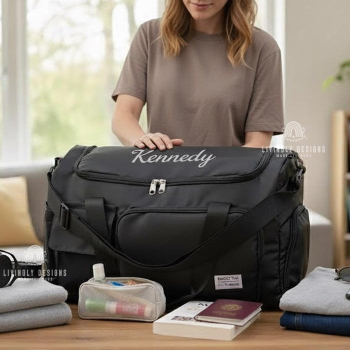 Custom Embroidered Name Fitness, Gym & Weekend Duffel