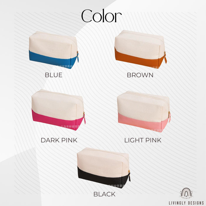 Custom Name & Initial Embroidered Makeup Bag