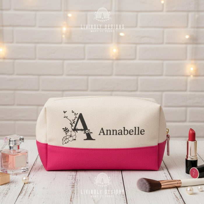 Custom Name & Initial Embroidered Makeup Bag