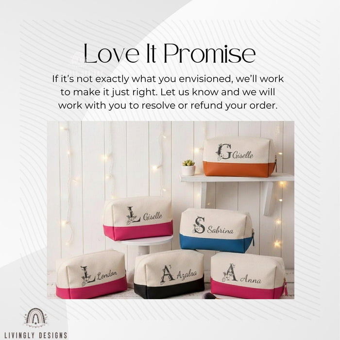 Custom Name & Initial Embroidered Makeup Bag