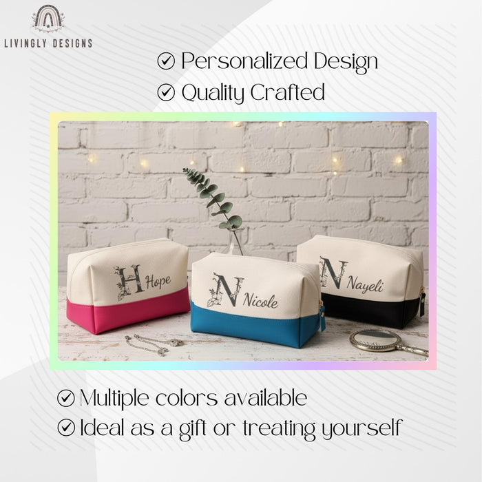 Custom Name & Initial Embroidered Makeup Bag