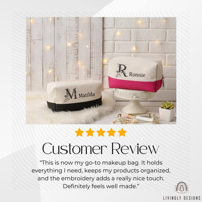 Custom Name & Initial Embroidered Makeup Bag