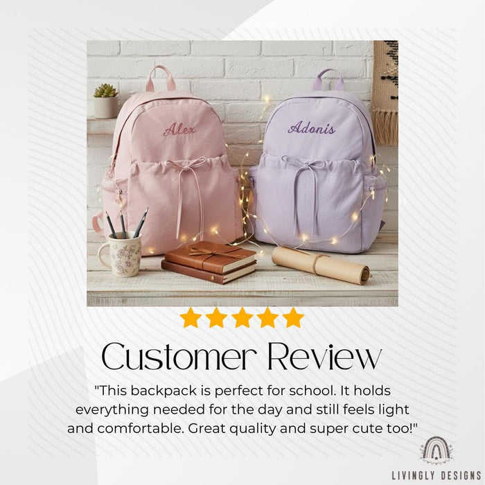 Personalized Embroidered Name Lightweight School or Travel Backpack