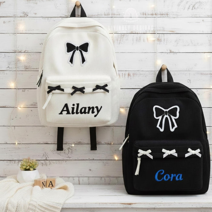 Personalized Embroidered Bow Backpack