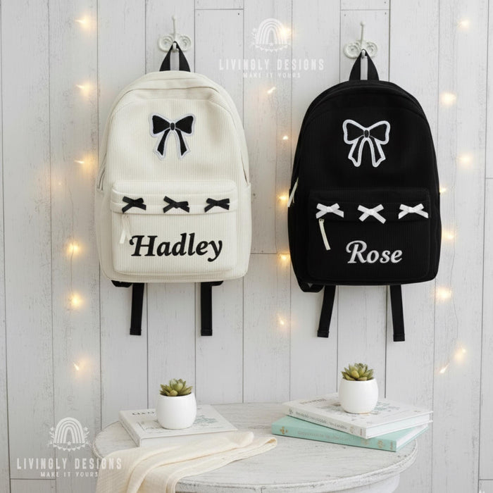 Personalized Embroidered Bow Backpack