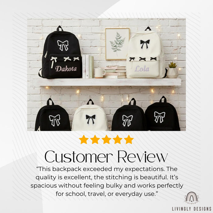 Personalized Embroidered Bow Backpack