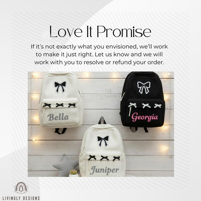 Personalized Embroidered Bow Backpack