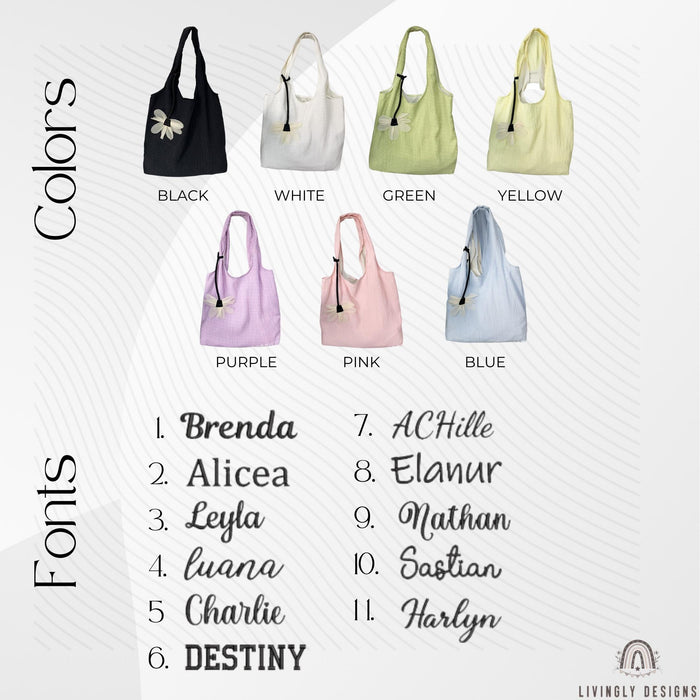 Custom Embroidered Summer Tote Bag with Name