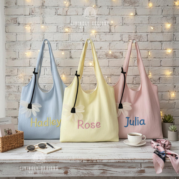 Custom Embroidered Summer Tote Bag with Name