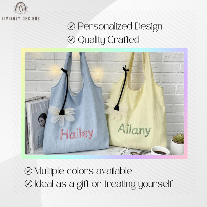 Custom Embroidered Summer Tote Bag with Name