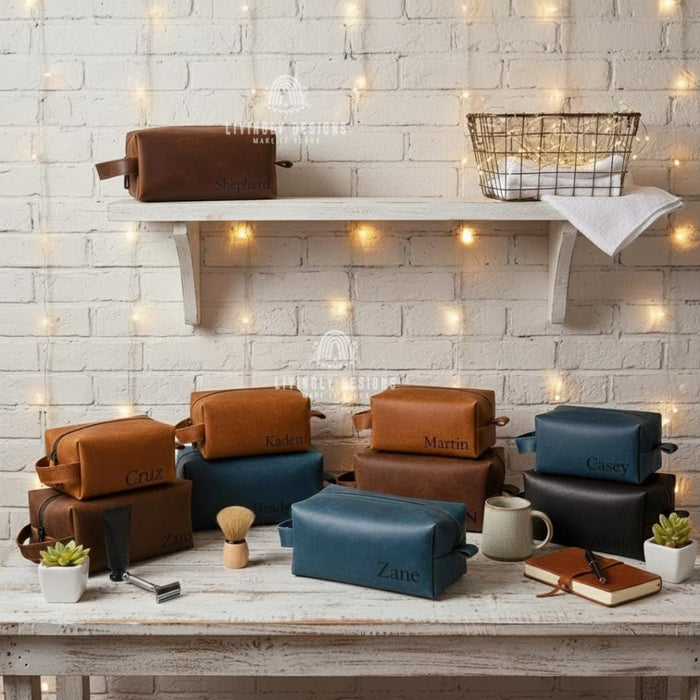 Personalized Leather Toiletry Bag for Him