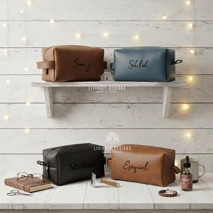 Personalized Leather Toiletry Bag for Him