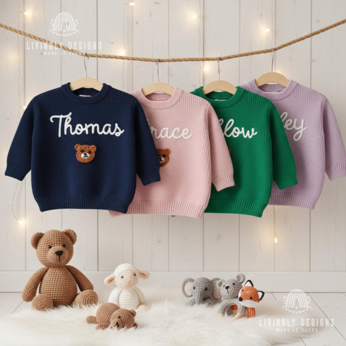 Custom Embroidered Baby & Kids Jumper with Bear