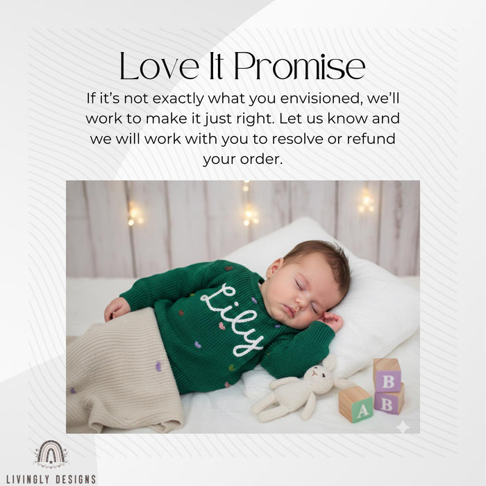 Embroidered Name Baby/Kids Sweater with Pastel Hearts