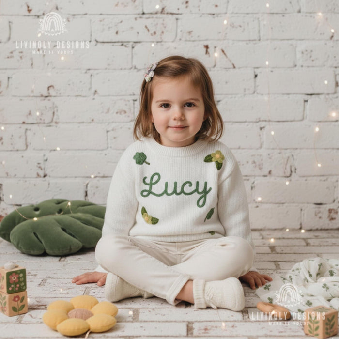 Personalized St Patrick's Day Shamrock & Flowers Sweater