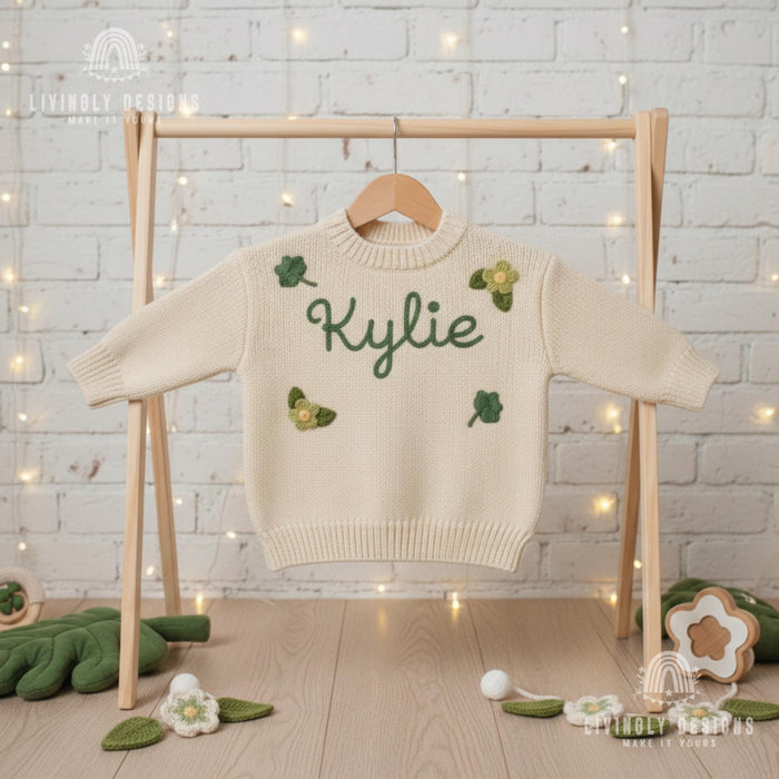 Personalized St Patrick's Day Shamrock & Flowers Sweater
