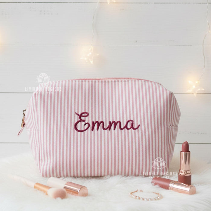 Personalized Stripped Makeup and Travel Organizer