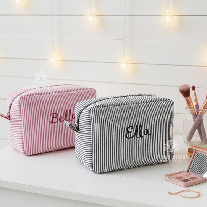 Personalized Stripped Makeup and Travel Organizer