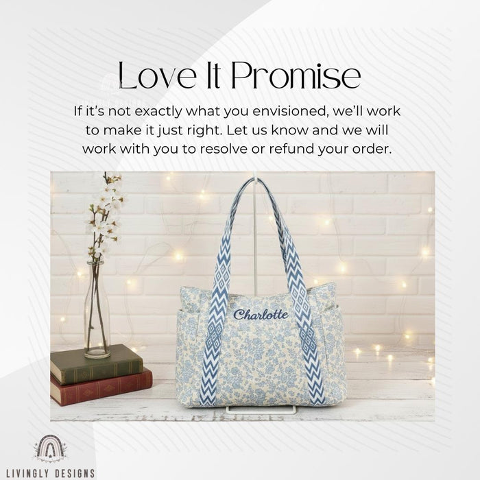 Personalized Embroidered Name Shopper Travel Tote Bag