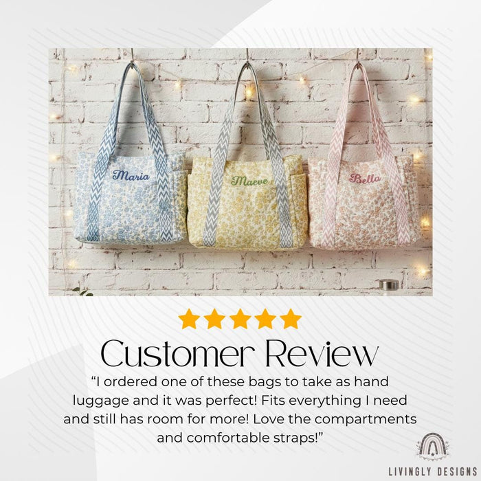 Personalized Embroidered Name Shopper Travel Tote Bag