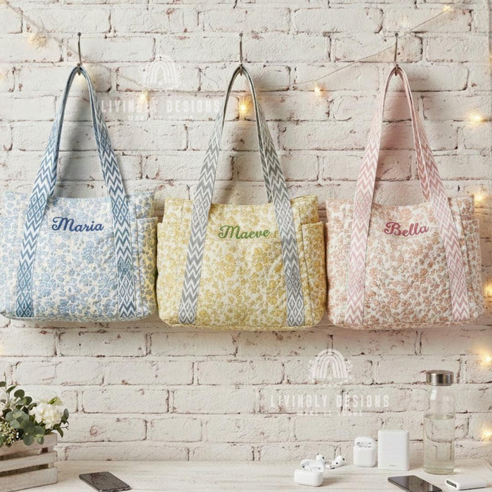Personalized Embroidered Name Shopper Travel Tote Bag