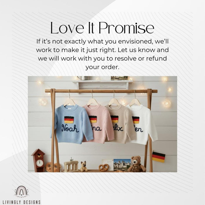 Personalized Name German Flag Knit Kids Sweater