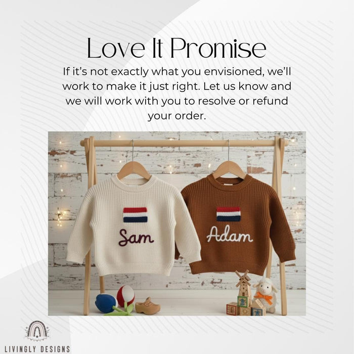 Personalized Name Kids Netherlands Flag Knit Sweater