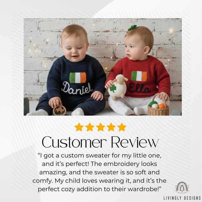Personalized Name Kids Ireland Flag Knit Sweater