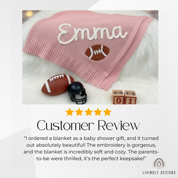 Personalized Blanket Keepsake with Name and Football