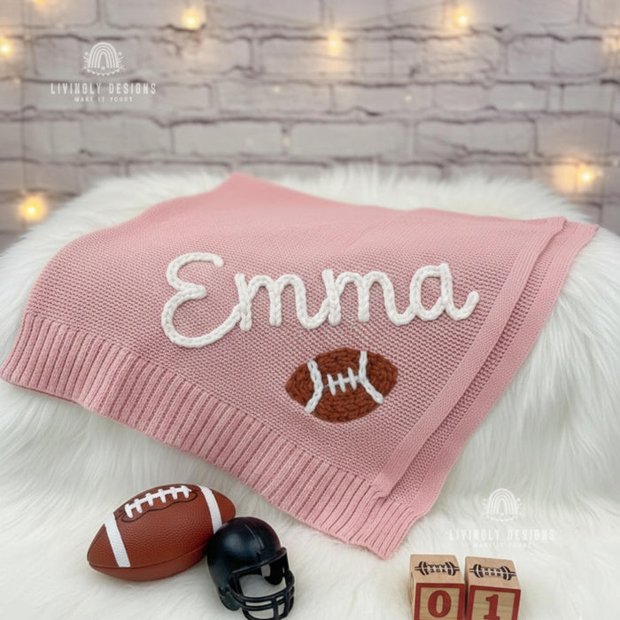 Personalized Blanket Keepsake with Name and Football
