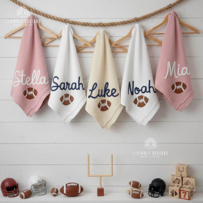 Personalized Blanket Keepsake with Name and Football