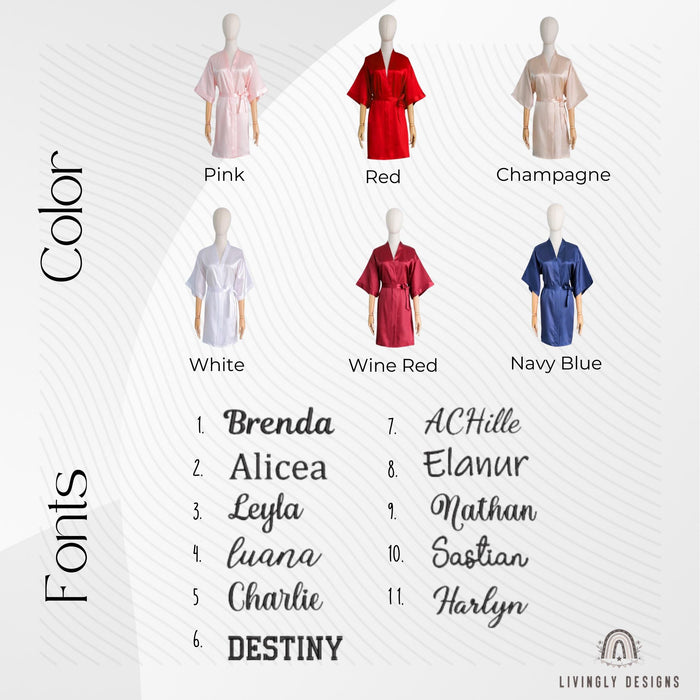 Personalized Name/Title Bridal Party Silk Robes
