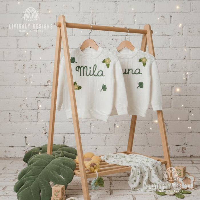 Personalized St Patrick's Day Shamrock & Flowers Sweater