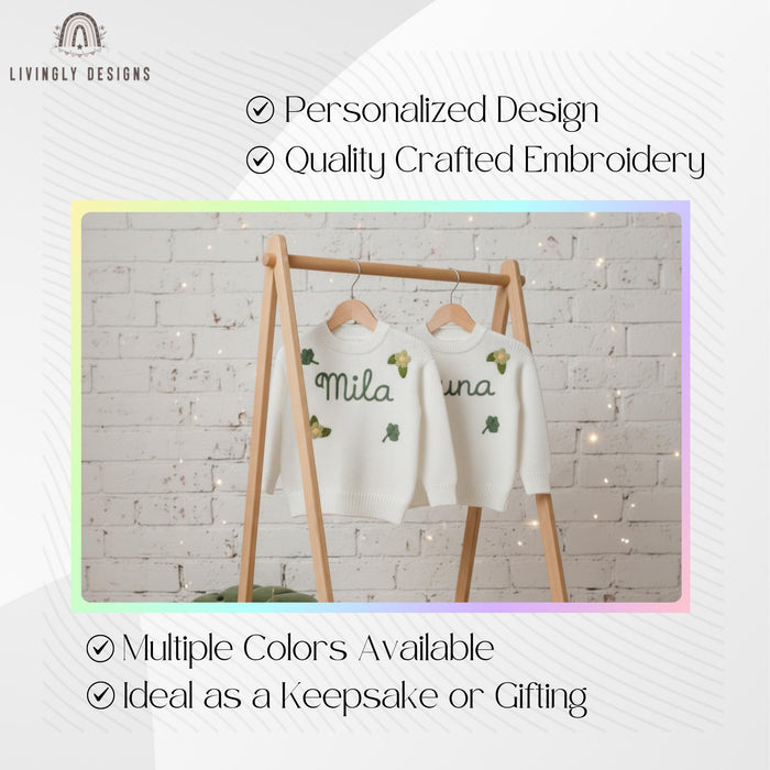 Personalized St Patrick's Day Shamrock & Flowers Sweater