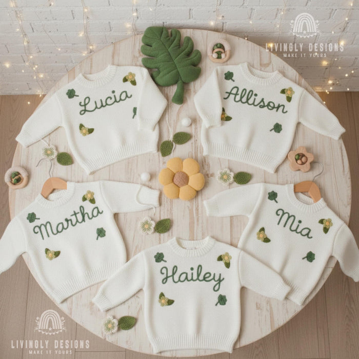 Personalized St Patrick's Day Shamrock & Flowers Sweater