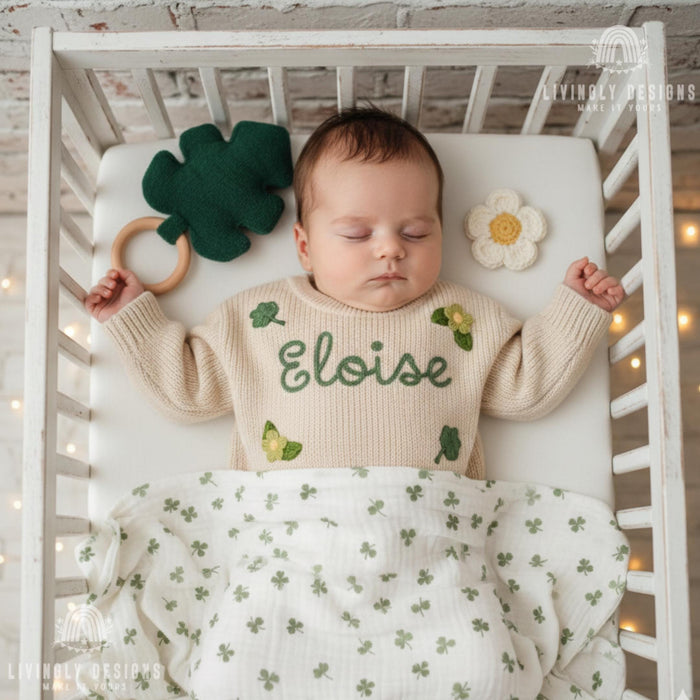 Personalized St Patrick's Day Shamrock & Flowers Sweater