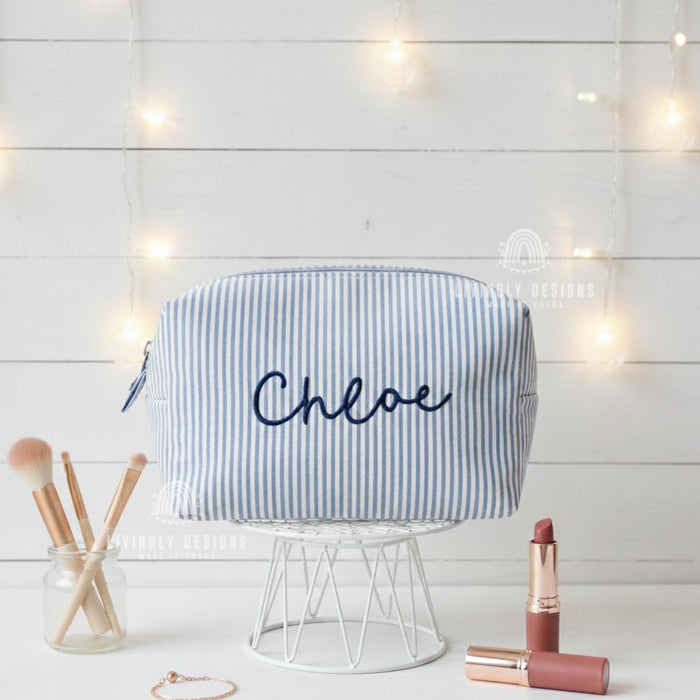 Personalized Stripped Makeup and Travel Organizer
