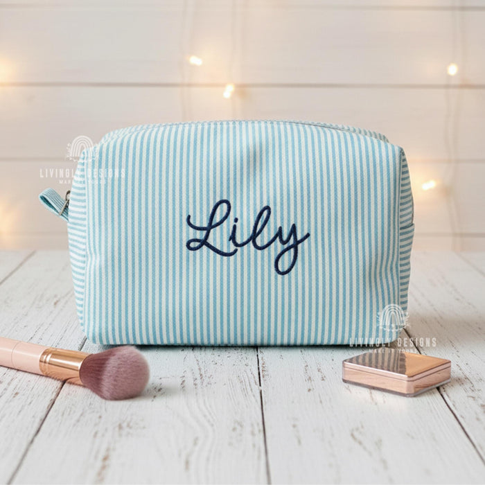 Personalized Stripped Makeup and Travel Organizer