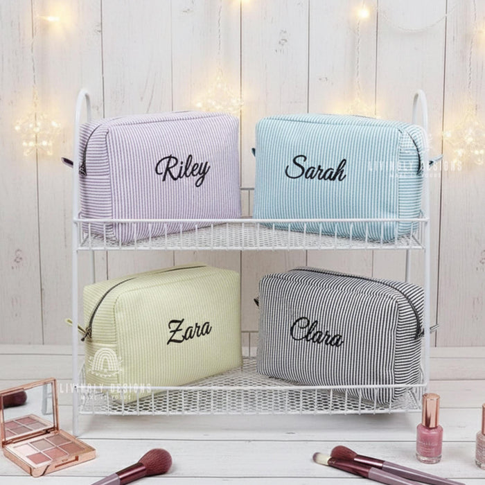 Personalized Stripped Makeup and Travel Organizer