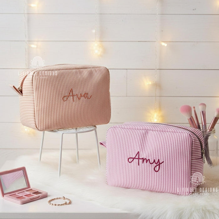 Personalized Stripped Makeup and Travel Organizer