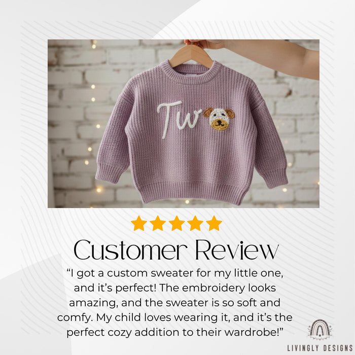 Personalized Number/Age Birthday Knit Sweater with Puppy Detail