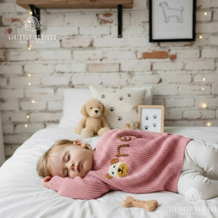 Personalized Number/Age Birthday Knit Sweater with Puppy Detail
