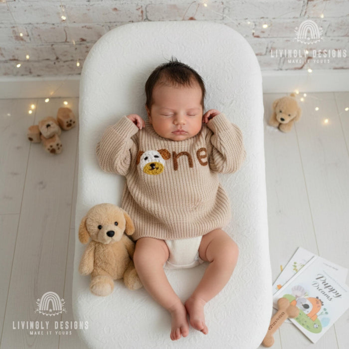Personalized Number/Age Birthday Knit Sweater with Puppy Detail