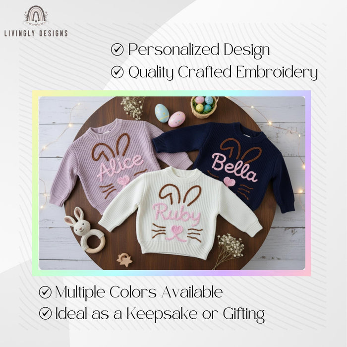 Custom Name Easter Sweater with Bunny