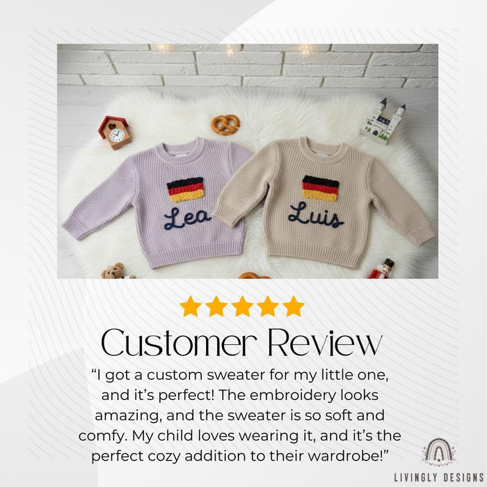 Personalized Name German Flag Knit Kids Sweater