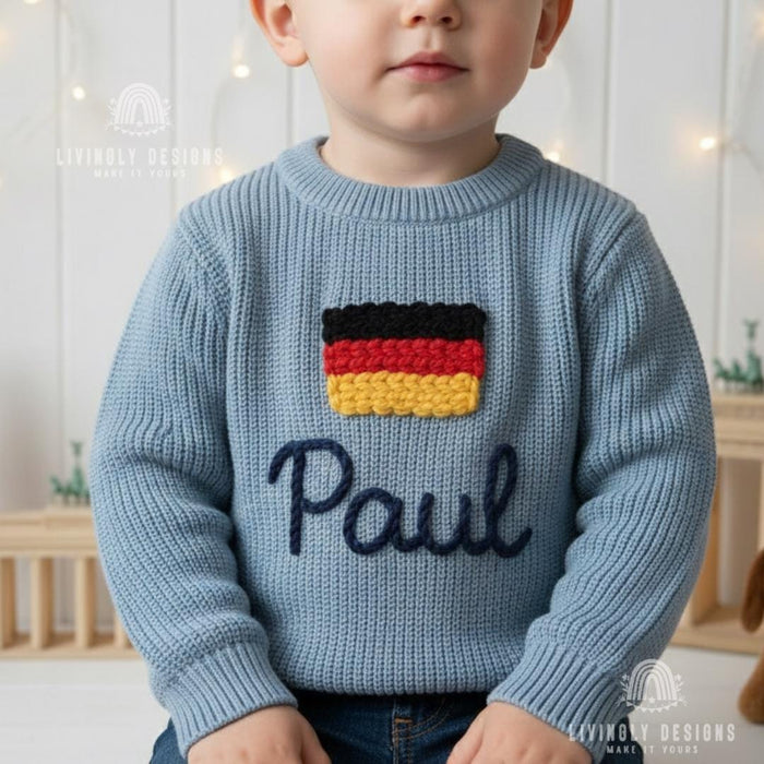 Personalized Name German Flag Knit Kids Sweater