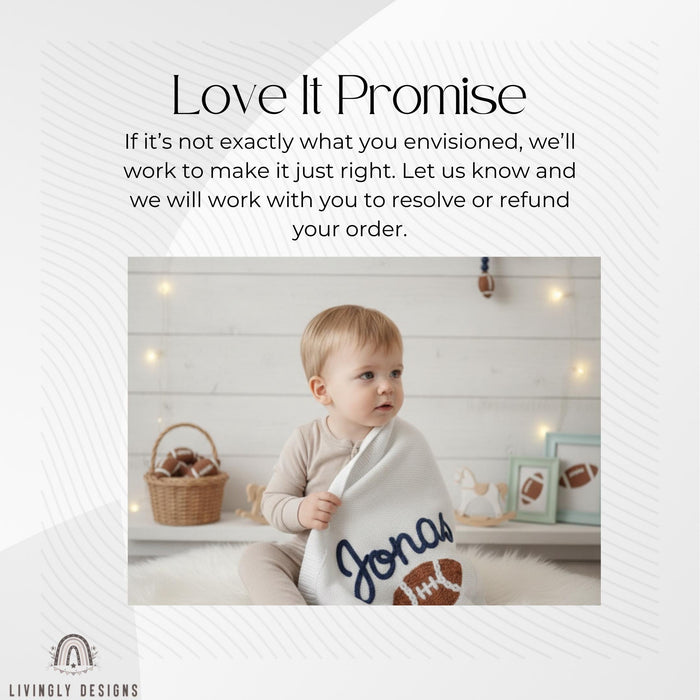 Personalized Blanket Keepsake with Name and Football