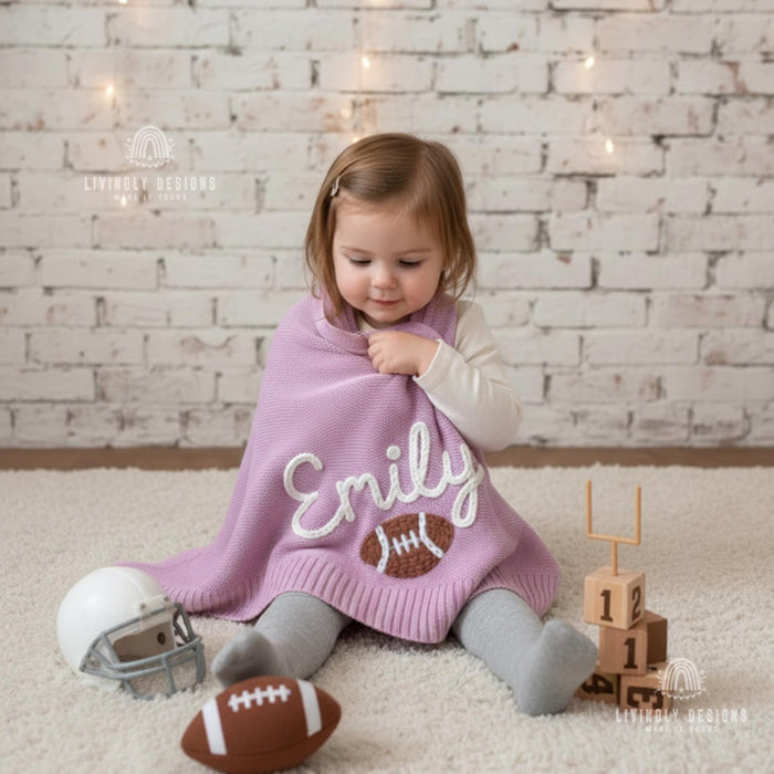 Personalized Blanket Keepsake with Name and Football