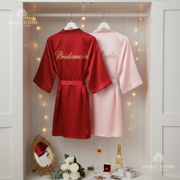 Personalized Name/Title Bridal Party Silk Robes